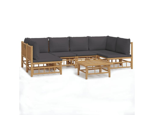 Salon de jardin 7 pièces avec coussins gris foncé Chezlova XYIY93119