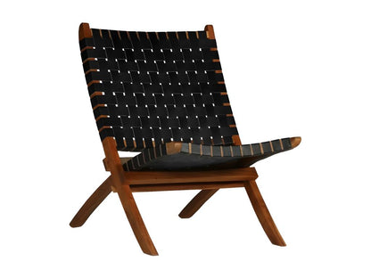 Chaise pliante cuir bandes noir et Decohaute laqué clair Decohaute YFOO58774