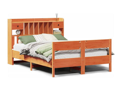 Lit bibliothèque sans matelas cire marron 160x200 cm pin massif XLTJ70987