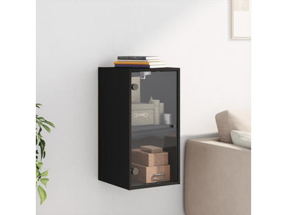 Armoire murale avec portes en verre noir 35x37x68,5 cm FLMW17521
