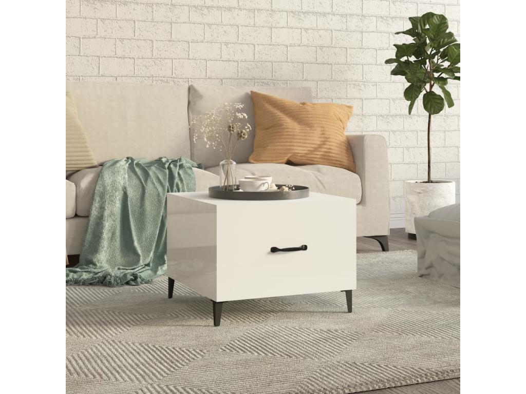 Table basse avec pieds en métal Blanc brillant 50x50x40 cm AFWZ17344