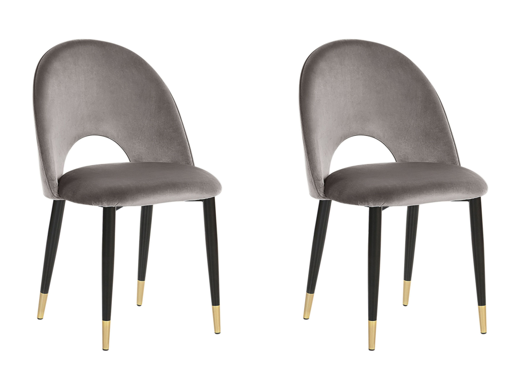 Lot de 2 chaises de salle à manger MAGALIA Velours Gris UOQE28085