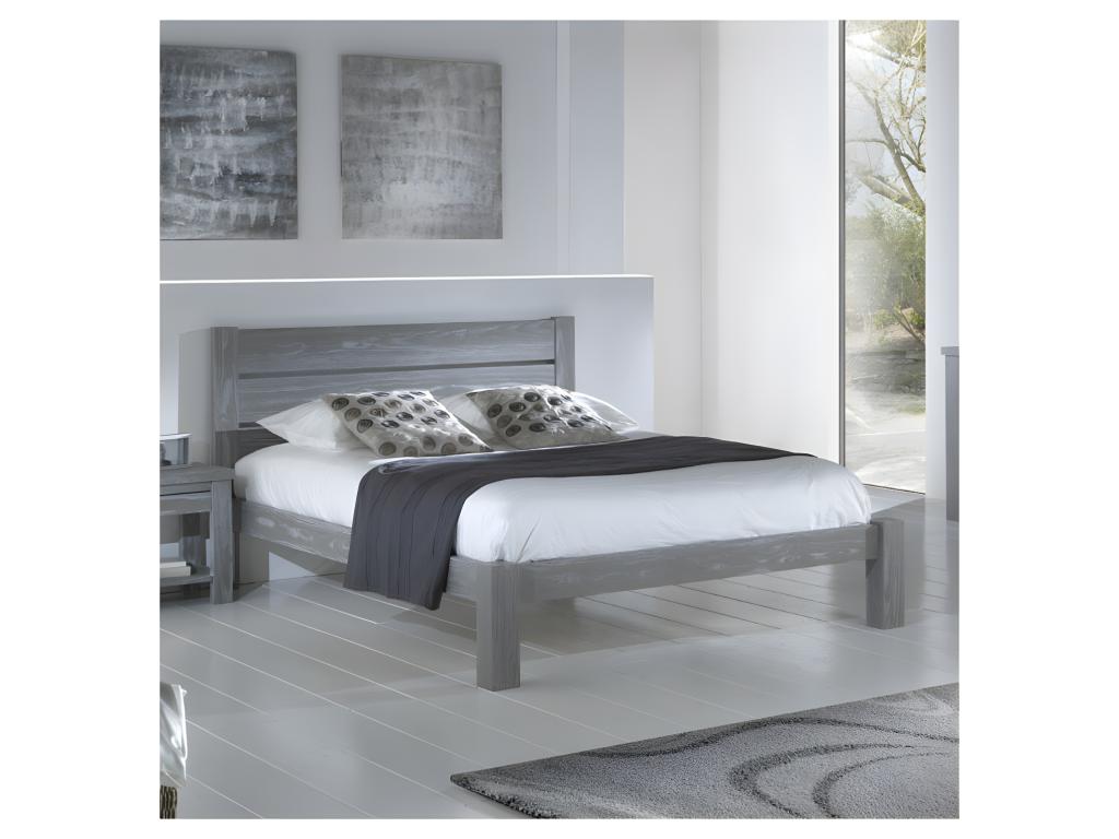 Cadre Tête de lit 180x200 cm Bois massif Gris - Chezlova ENJS92247