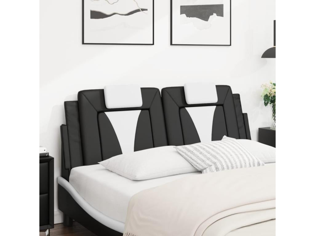 Coussin de tête de lit noir et blanc 120 cm similicuir WRGL98005