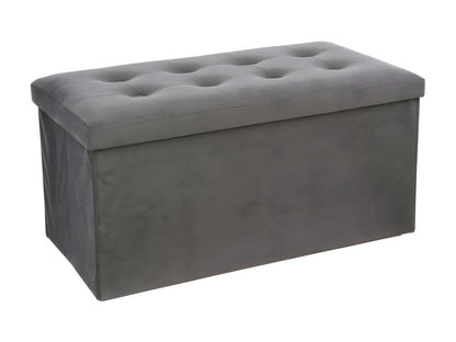2 en 1 Pouf pliant double et coffre de rangement Velours Gris foncé 76 x H 38 cm TVQJ42954