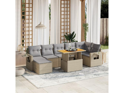 Salon de jardin avec coussins 8 pièces beige résine tressée RGMK48455