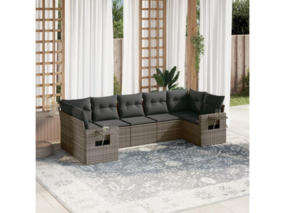 Salon de jardin avec coussins 7 pcs gris résine tressée FPSP88903