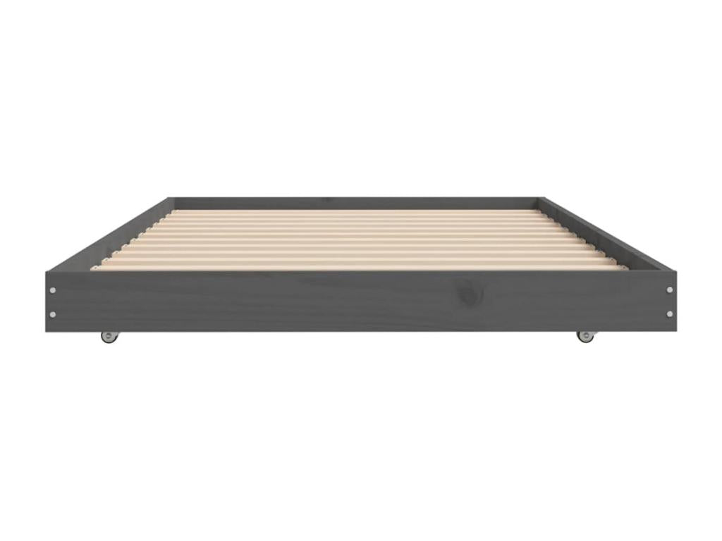 Cadre de lit sans matelas gris 75x190 cm bois de pin massif HVZP26345
