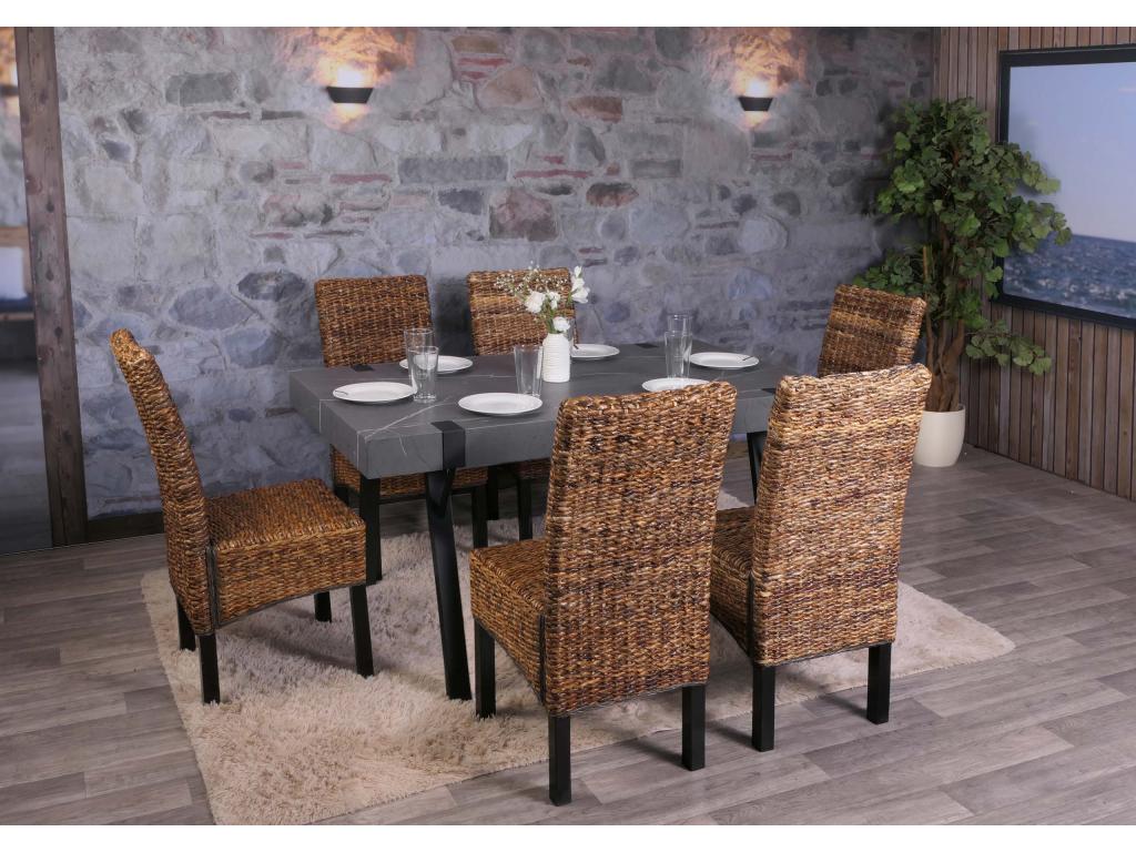 Lot de 6 chaises M69 banane tressée pieds foncés UXMW26744