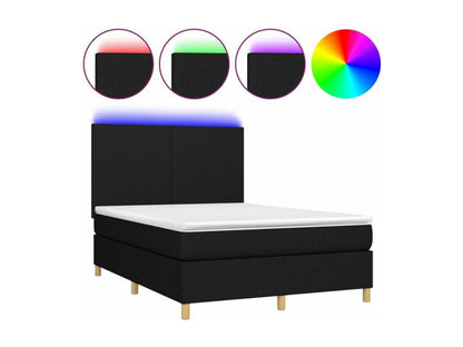 Sommier à Chezlova de lit et matelas et LED Noir 140x190 Tissu YUQL86502