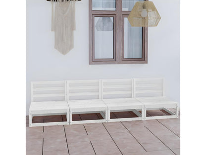 Canapé à 4 places de jardin Blanc Bois de pin solide QCBA67809