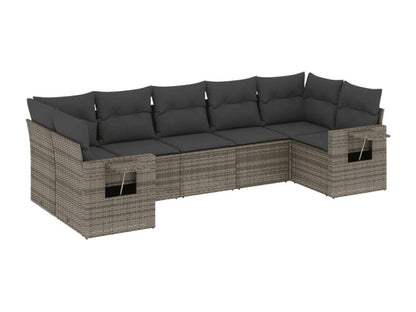 Salon de jardin avec coussins 7 pcs gris résine tressée FPSP88903