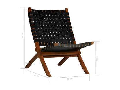 Chaise pliante cuir bandes noir et Decohaute laqué clair Decohaute YFOO58774