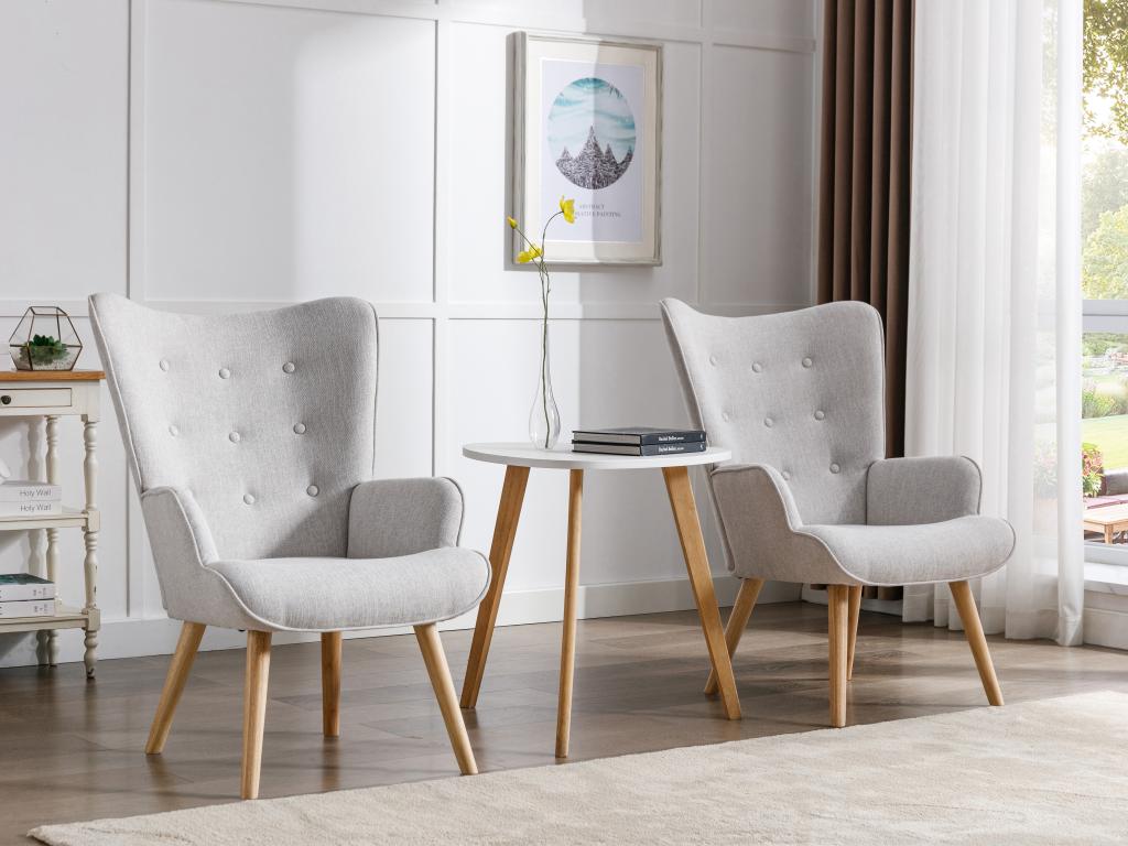 Fauteuil en tissu gris clair Chezlova LBAI50567