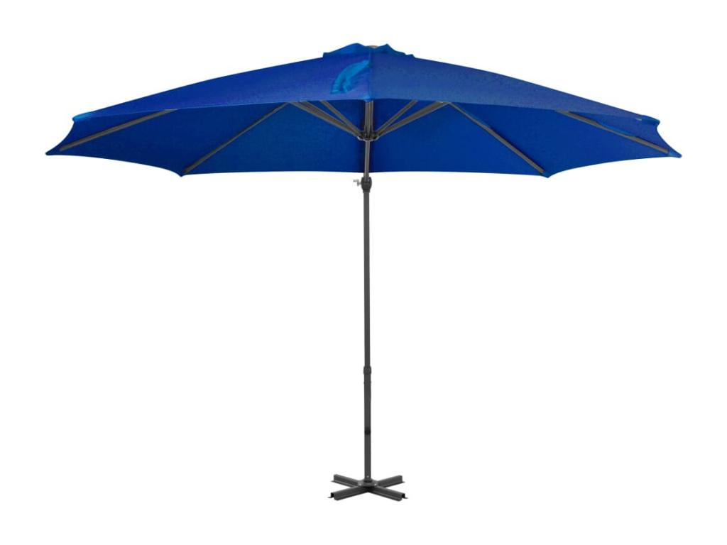 Parasol déporté avec mât aluminium bleu 02 0008491 QZFC98070