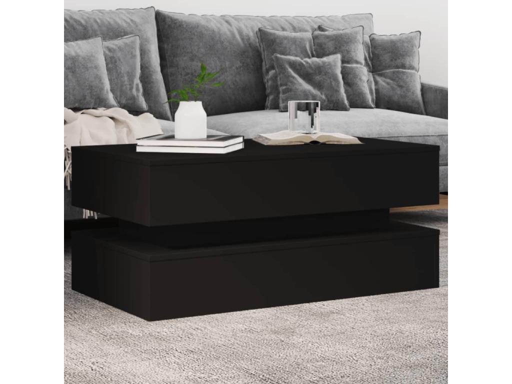 Table basse avec Chezlovaères LED noir 90x50x40 cm ZBEG39048