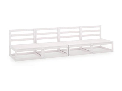 Canapé à 4 places de jardin Blanc Bois de pin solide QCBA67809