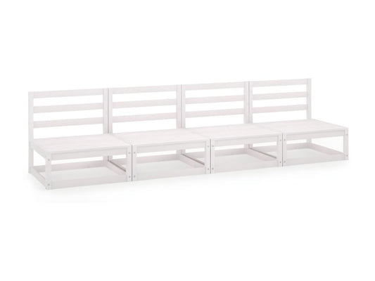 Canapé à 4 places de jardin Blanc Bois de pin solide QCBA67809