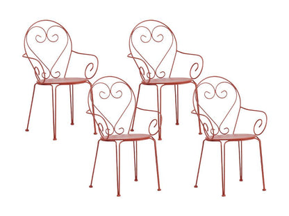 Lot de 4 fauteuils de jardin empilables en métal façon fer forgé - Chezlova EWUM14096