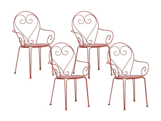 Lot de 4 fauteuils de jardin empilables en métal façon fer forgé - Chezlova EWUM14096