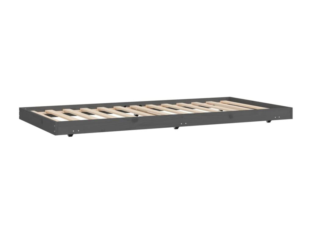 Cadre de lit sans matelas gris 75x190 cm bois de pin massif HVZP26345
