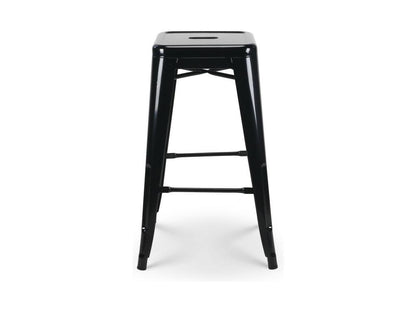 Lot de 4 tabourets de bar en métal noir brillant style industriel - Sans dossier - Hauteur 66 cm GSOS77982