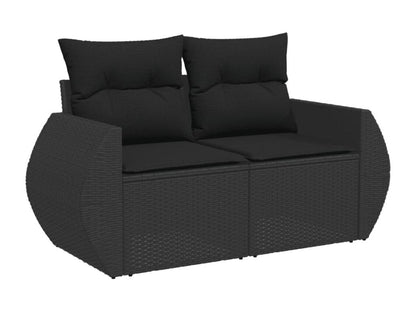 Salon de jardin 9 pcs avec coussins noir résine tressée OLXU59305