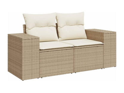 Salon de jardin 11 pièces avec coussins beige résine tressée LRQJ52683