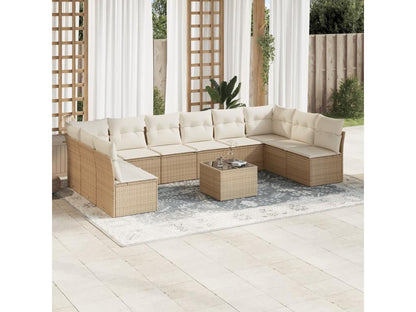Salon de jardin 11 pièces avec coussins beige résine tressée MXOS02729