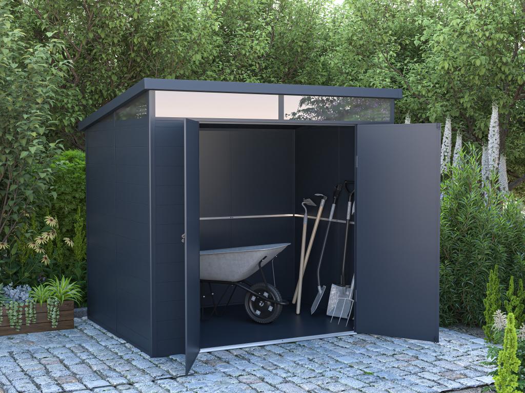 Abri de jardin en résine gris anthracite 4.57 m² avec plancher - Decohaute HATZ49657