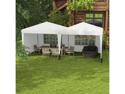 Tonnelle barnum pliable pop-up - 4 pans latéraux amovibles 6 fenêtres sac transport 5 sacs lestage - acier Chezlova blanc KMEU75911