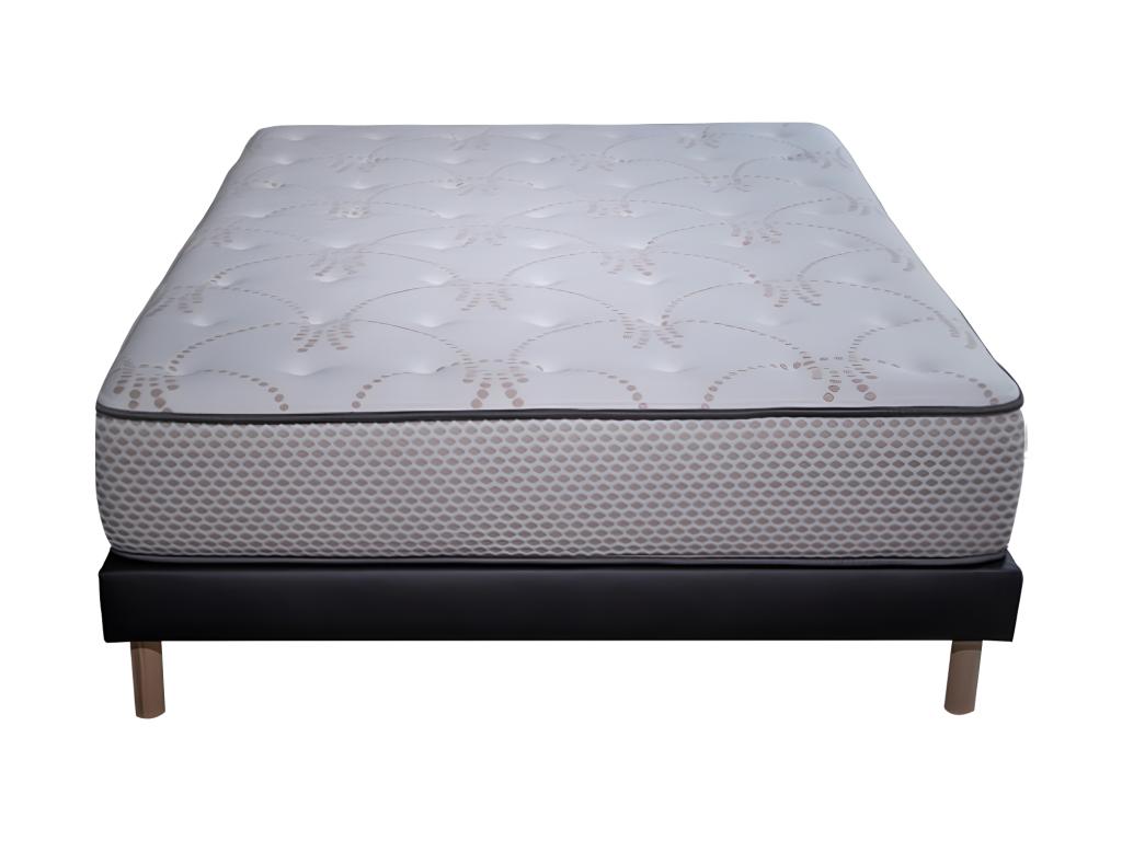 Ensemble Matelas mousse Chezlova Blanc - 140x190cm - accueil mémoire de forme et Sommier noir VOTK56414