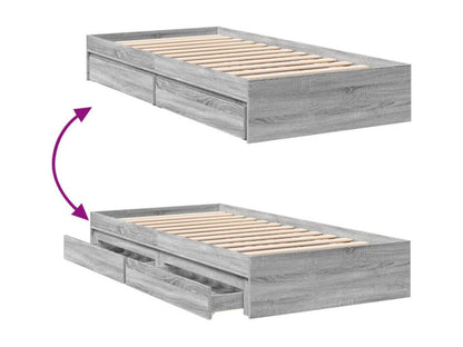 Cadre de lit et tiroirs Chezlova gris 90x190 cm bois d'ingénierie JBAN73220