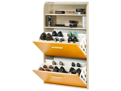 Meuble à Chaussures Chêne Abattants Oranges - Couleuris Rideau Rideau Blanc YZDK80949