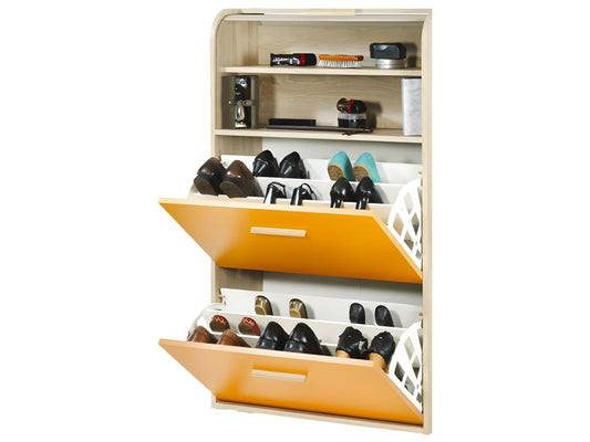 Meuble à Chaussures Chêne Abattants Oranges - Couleuris Rideau Rideau Blanc YZDK80949