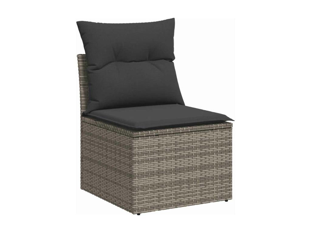 Salon de jardin 8 pcs avec coussins gris résine tressée IPSC67164