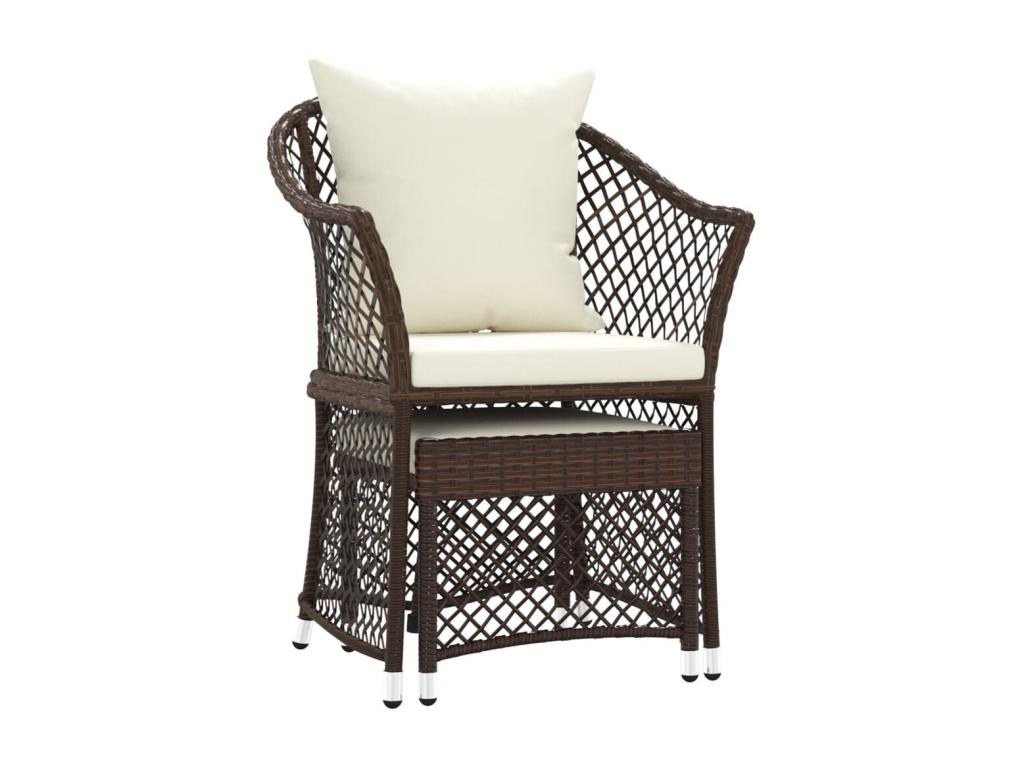 Salon de jardin 2 pcs avec coussins Marron Résine tressée EBBW08717