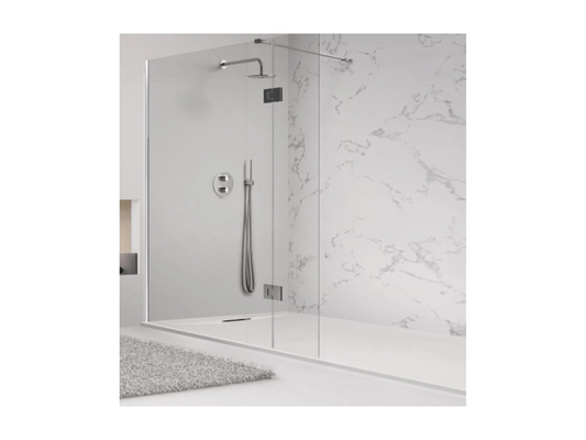 Receveur de douche 80x95 cm Beige Chezlova PLUS en résine et poudre de marbre avec grille latérale en résine de marbre DQBB53194