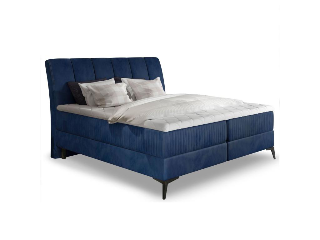 Lit continental moderne avec matelas velours bleu Brato-160x200 BCBB37068