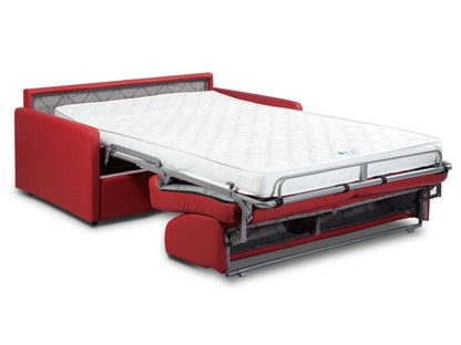 Canapé 3 places convertible express en simili rouge - Couchage 140 cm - Matelas 14 cm Chezlova ZRKI54956