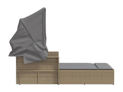 Méridienne double et auvent et coussins méChezlova beige rotin BPXW14561