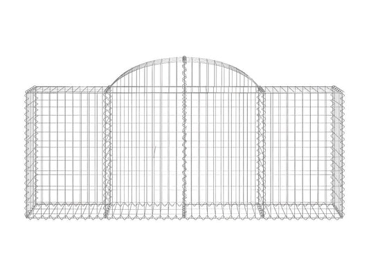 Paniers à gabions arqués 2 pièces 200x50x80/100 cm Fer galvanisé ZRCA97144
