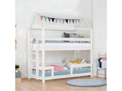 Lit cabane superposé 90x200 sommier inclus Chezlova Blanc OVFP43090