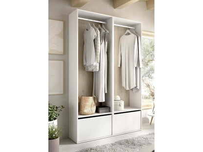 Grande Garde-robe Dra Meubles de chambre Penderie de plain-pied Placard à vêtements 120x45 h205 cm Blanc et Chêne clair XNBX07255