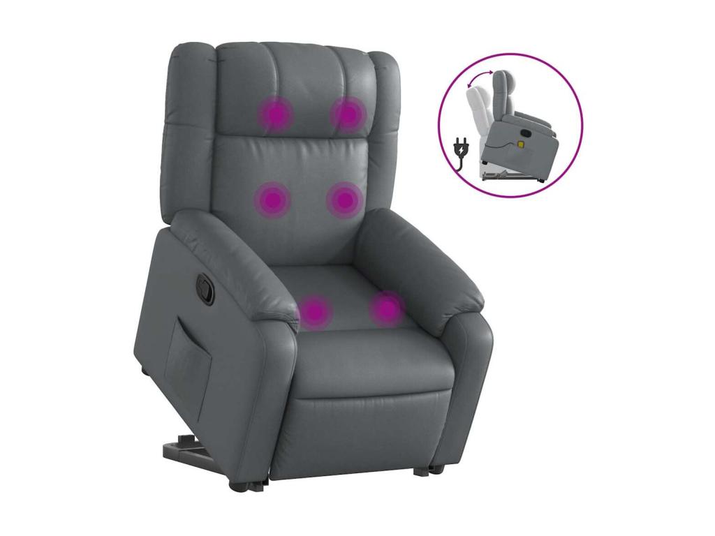 Fauteuil inclinable massant Gris Similicuir WGXX27893