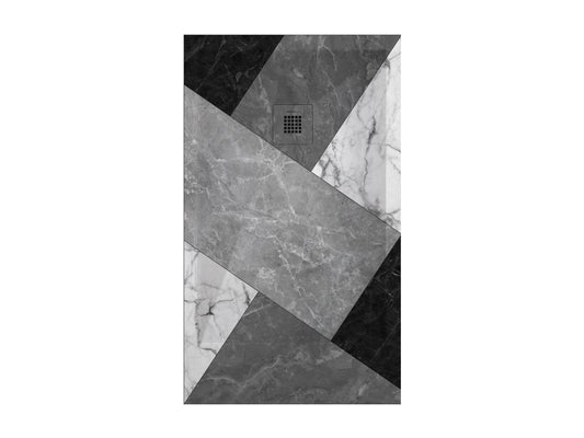 Receveur de douche 02 BN Mosaïque finition Lisse Chezlova grille de couleur 3D - 160x70 cm EQWO82354