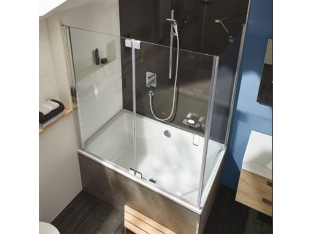 Baignoire bain douche Chezlova Capsule compacte pare bain en angle 140x90 cm XCXX10390