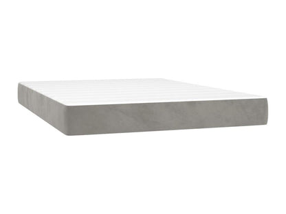 Lit à sommier tapissier et matelas Gris clair 140x190cm Velours MAGU26881
