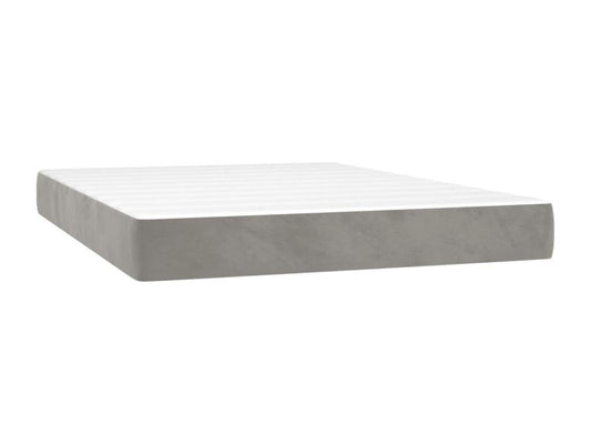 Lit à sommier tapissier et matelas Gris clair 140x190cm Velours MAGU26881