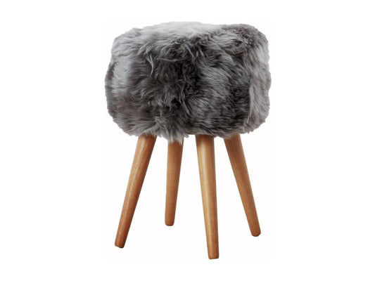 Tabouret bois en peau de mouton VXPB14952
